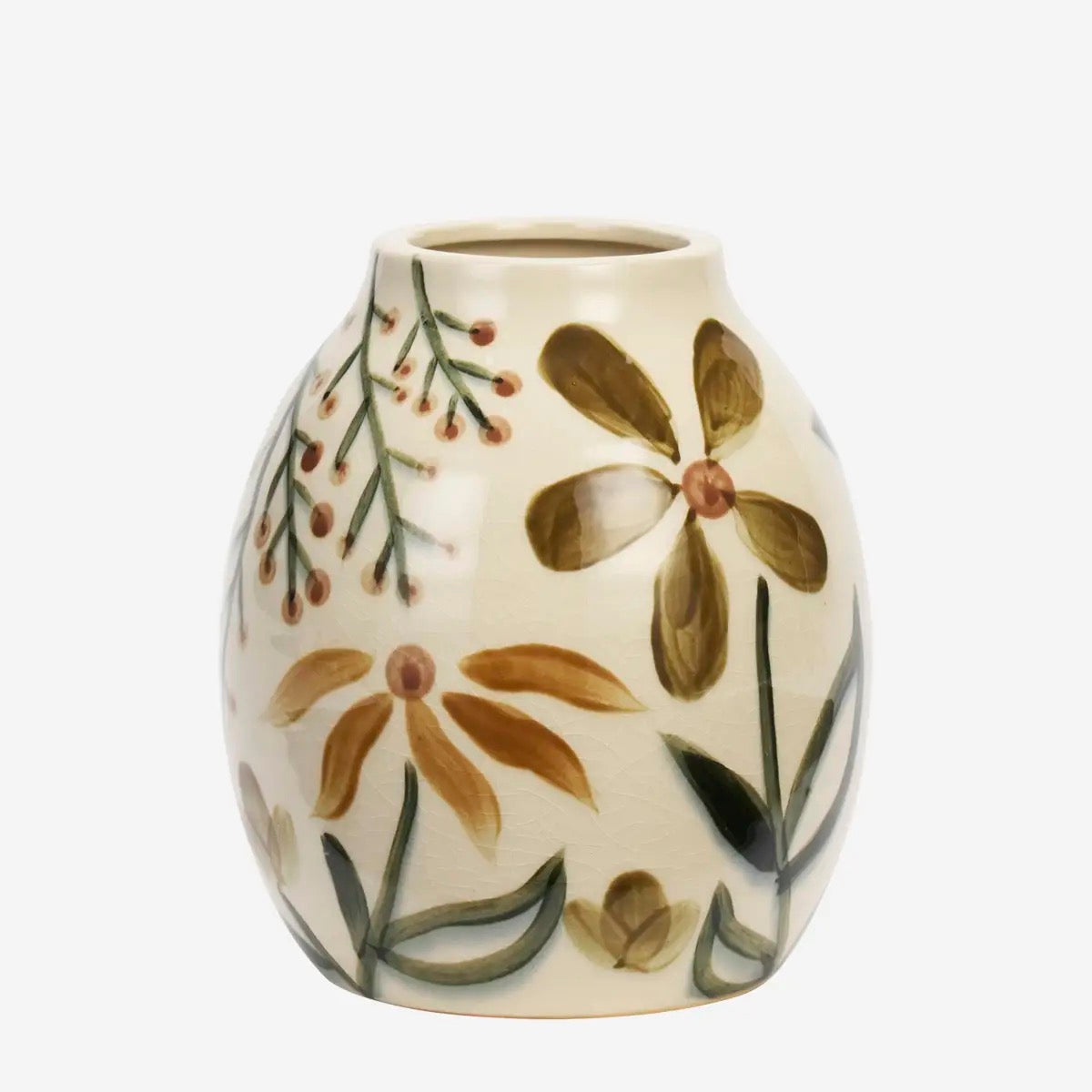 HAND-PAINTED STONEWARE VASE