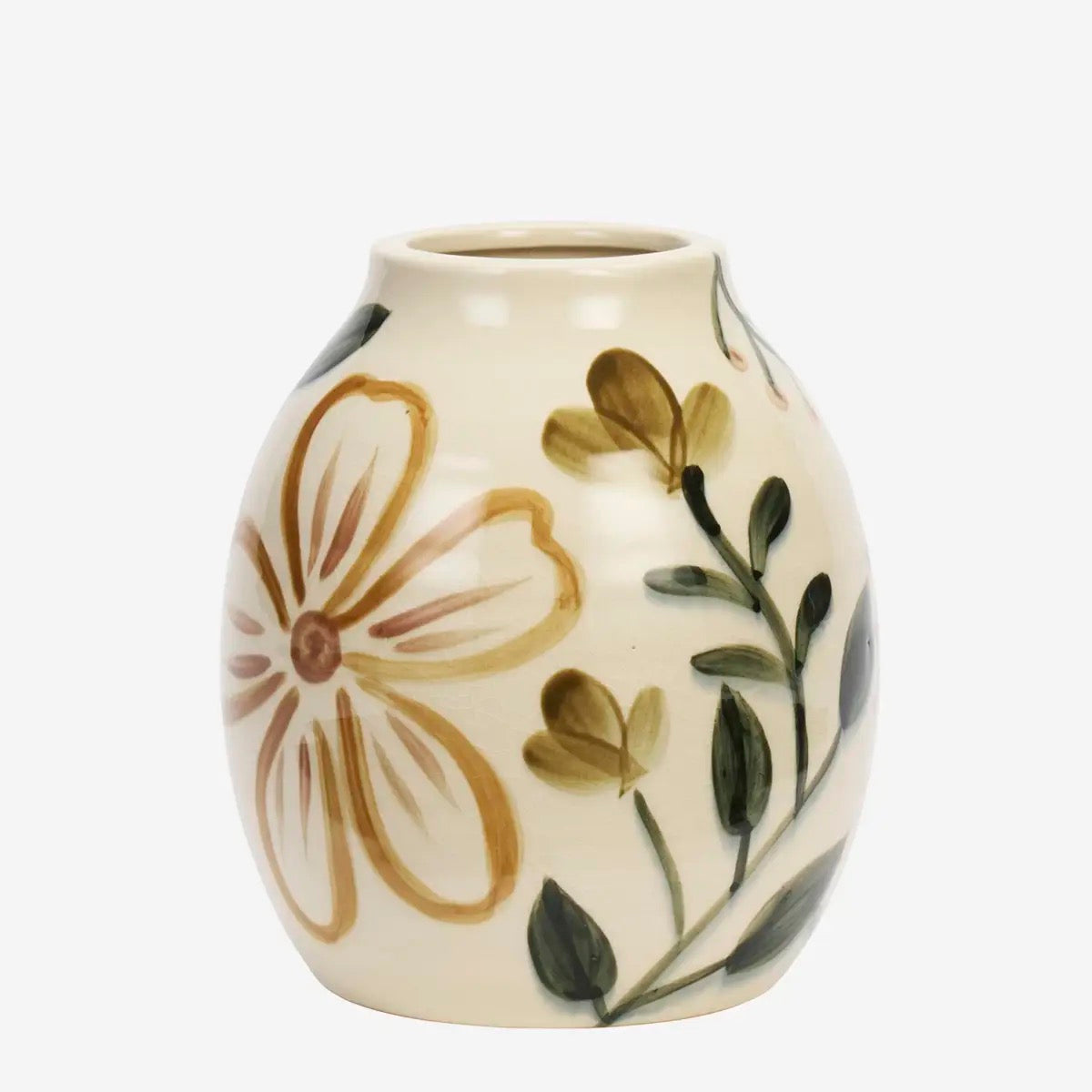 HAND-PAINTED STONEWARE VASE
