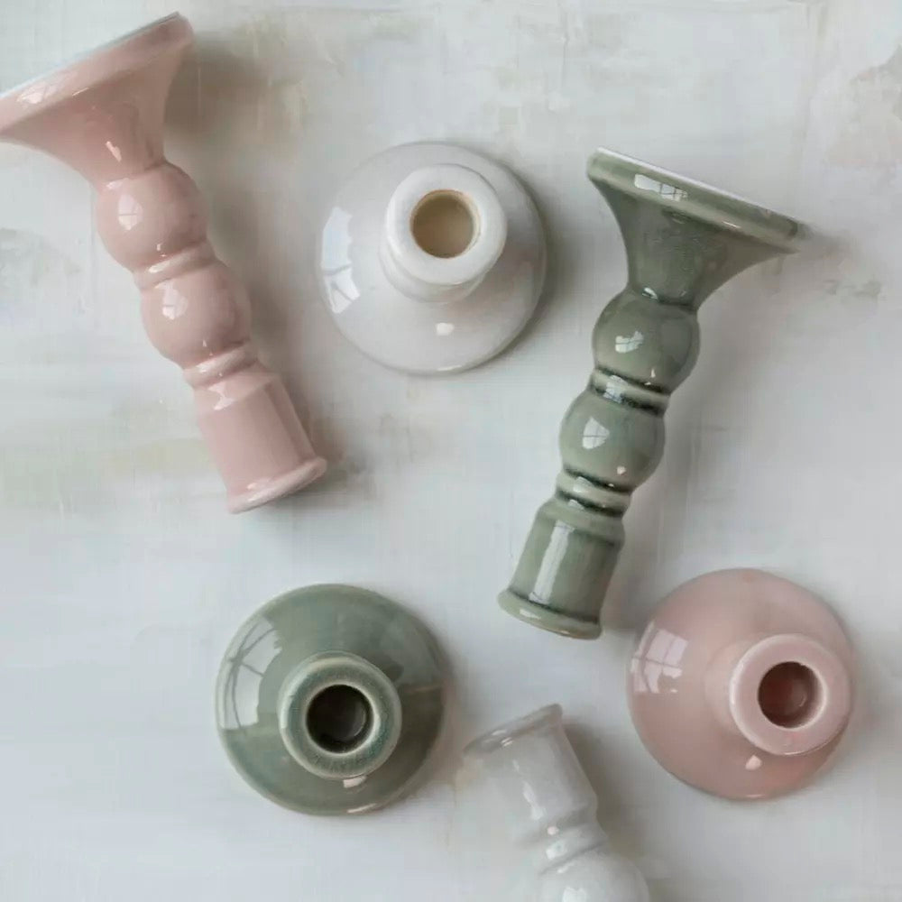 Candle Holder White Crackle - 2 sizes