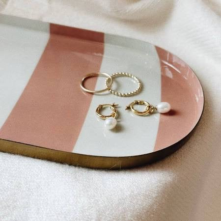 Cabana Stripe Enamel metal Tray set of 3 in 3 colours