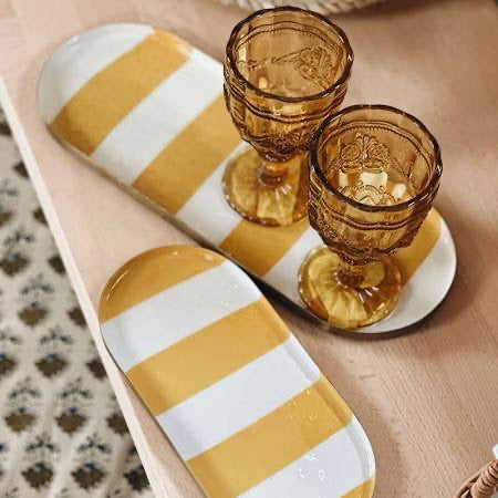 Cabana Stripe Enamel metal Tray set of 3 in 3 colours