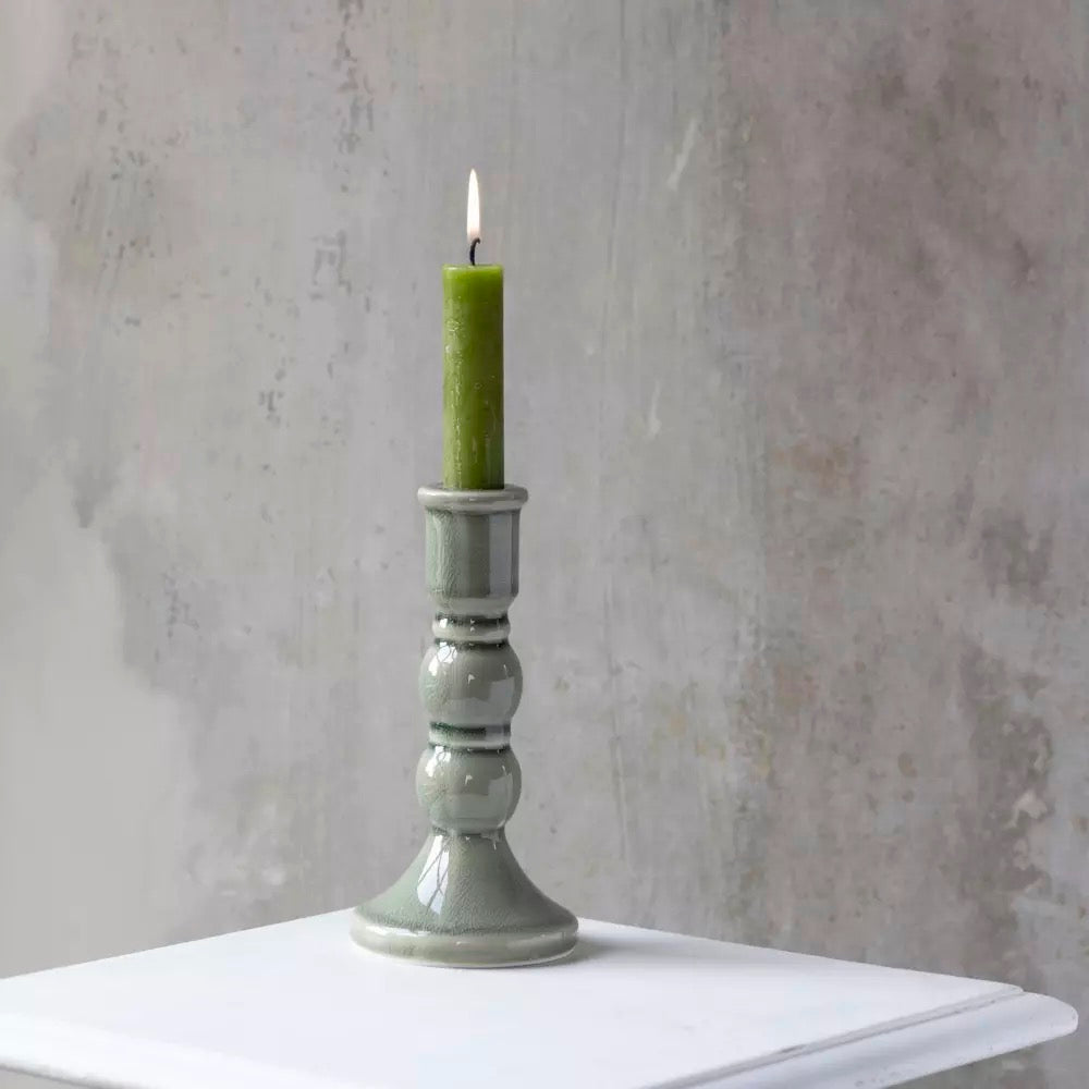 Candle Holder Romano Green Crackle - 2 Sizes