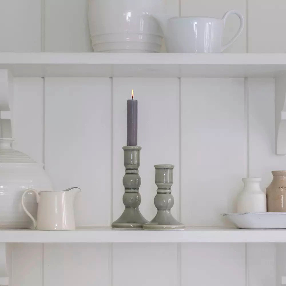 Candle Holder Romano Green Crackle - 2 Sizes