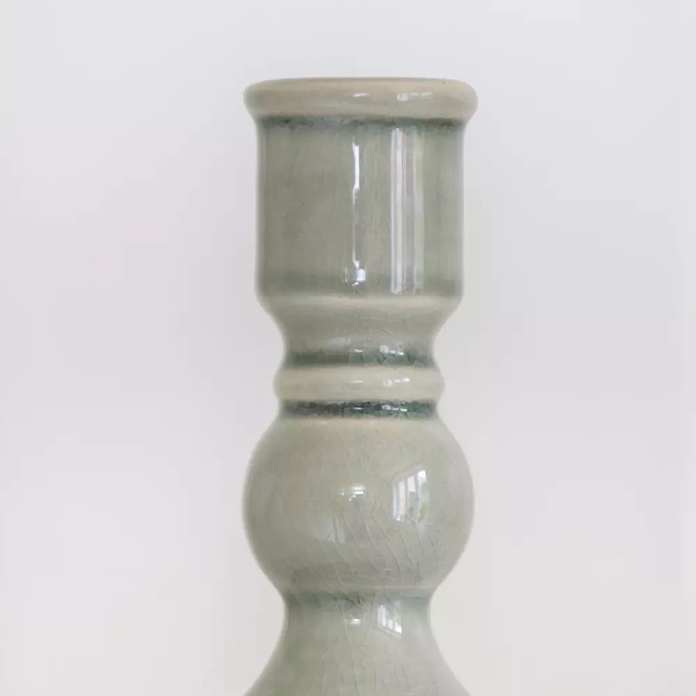 Candle Holder Romano Green Crackle - 2 Sizes