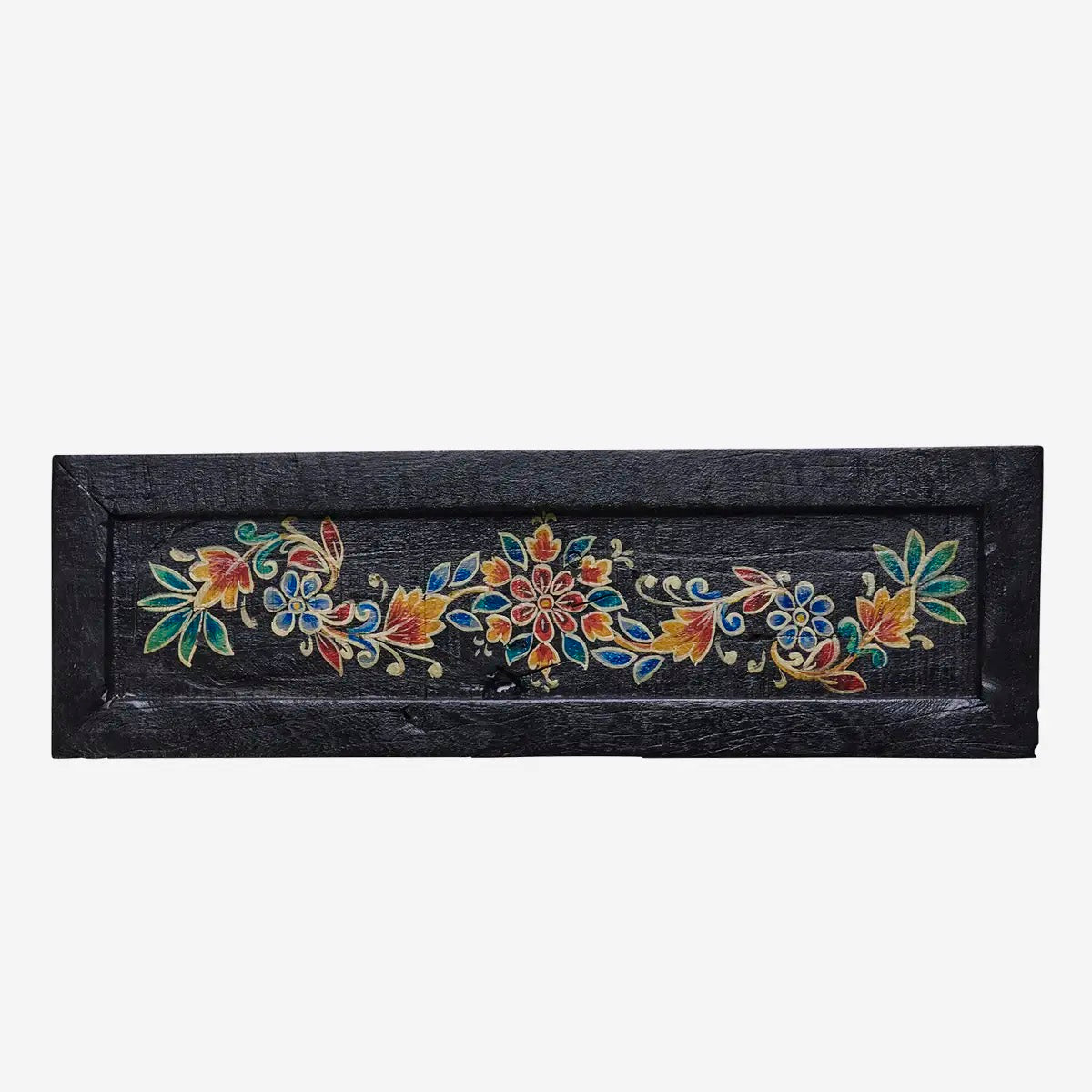 HAND PAINTED RECYCLED WOODEN TRAY - BLACK