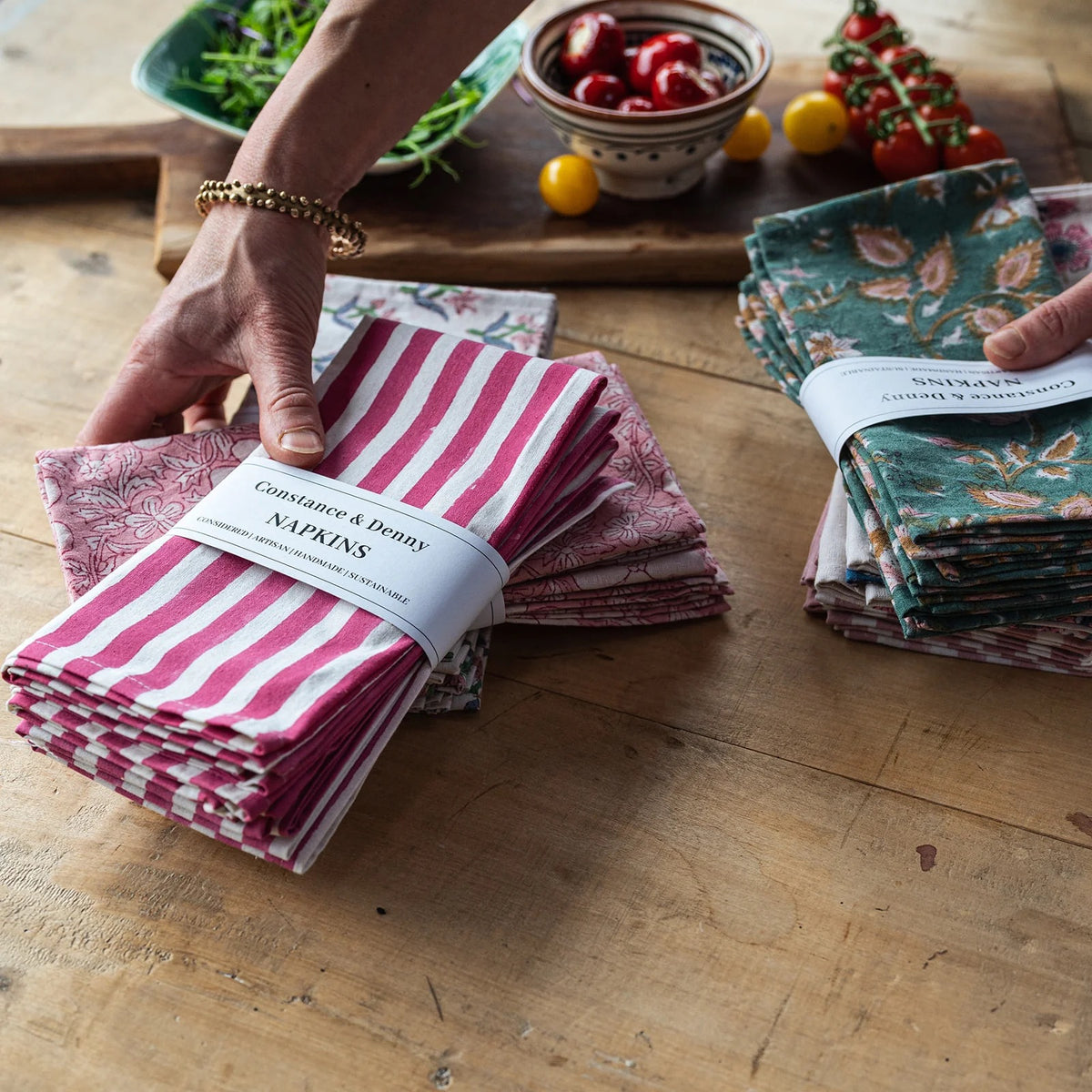 DAMSON STRIPE set of 4 cotton napkins