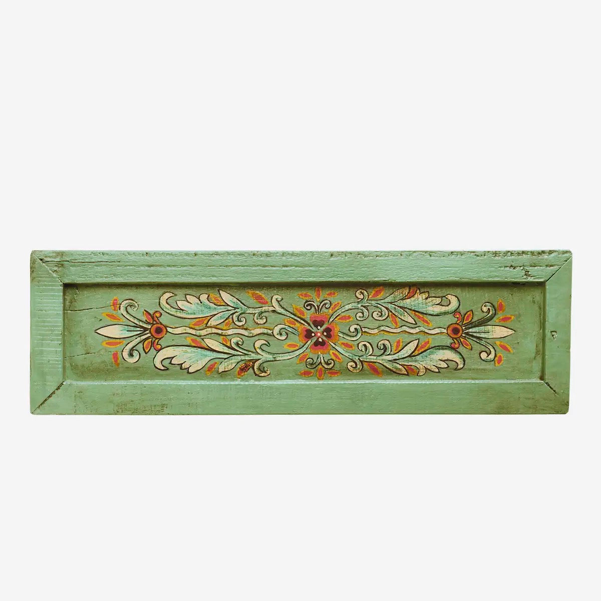 HAND PAINTED RECYCLED WOODEN TRAY - AQUA