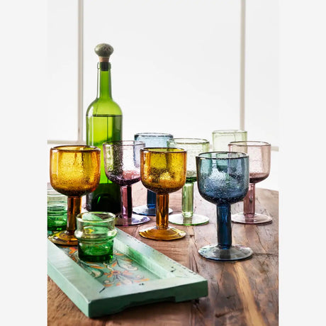 HAND PAINTED RECYCLED WOODEN TRAY - AQUA