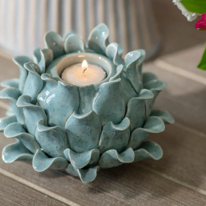 TRESCO SAGE PETAL CANDLE HOLDER