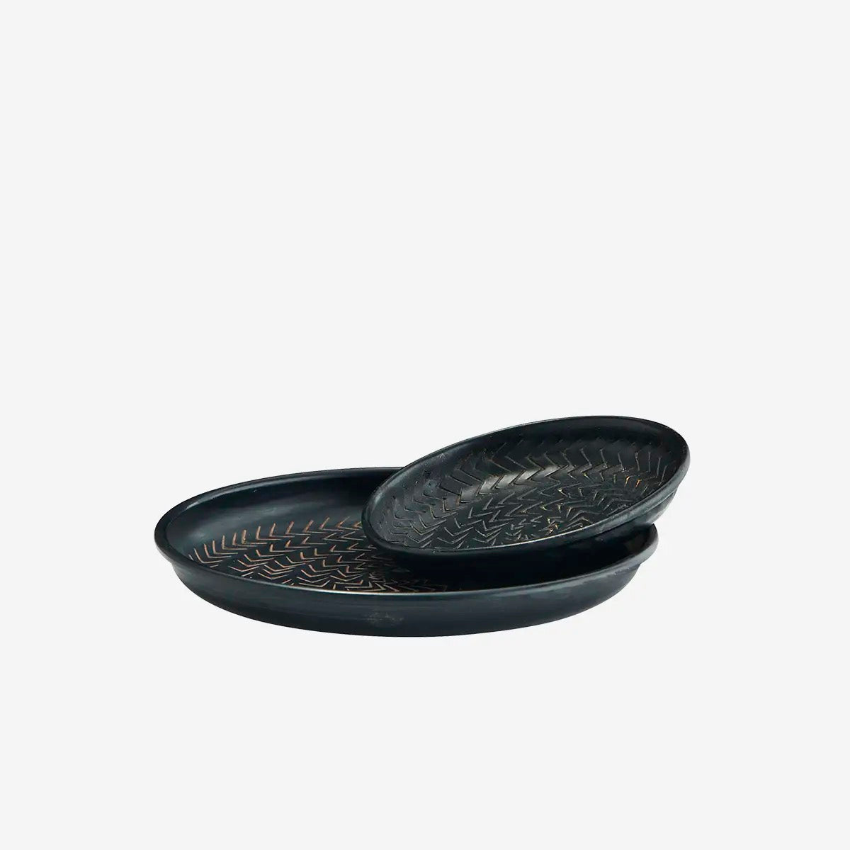 HAMMERED ALUMINIUM TRAYS -BLACK S/2