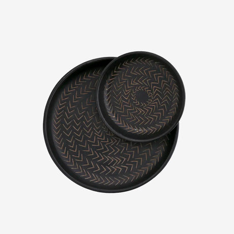 HAMMERED ALUMINIUM TRAYS -BLACK S/2