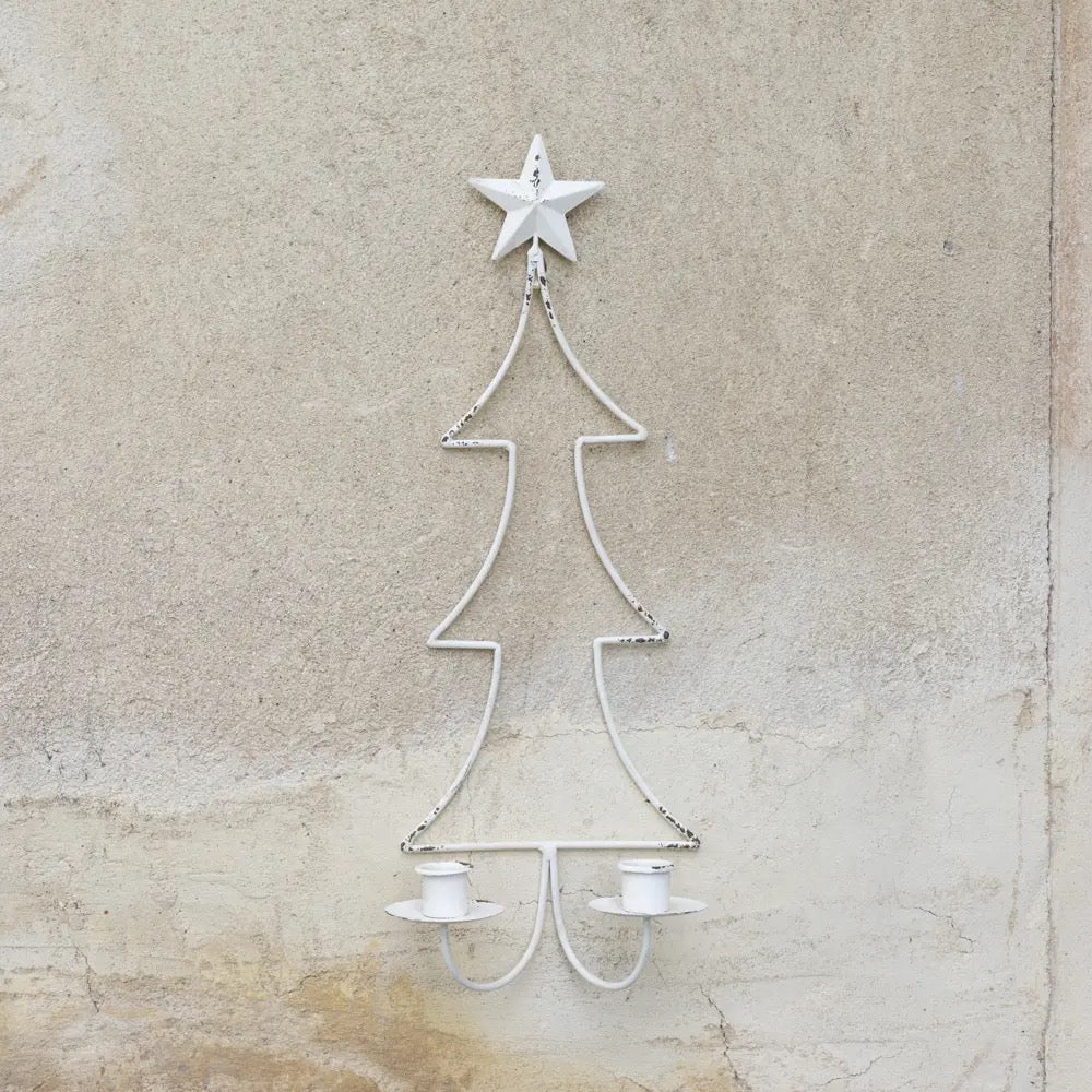 Festive Candle Holder Antique White