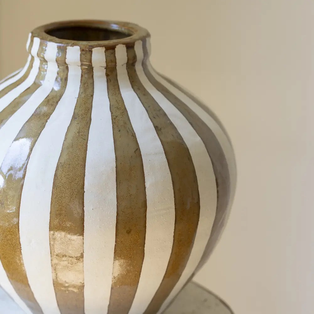 Bulbous Vase Camel Stripe