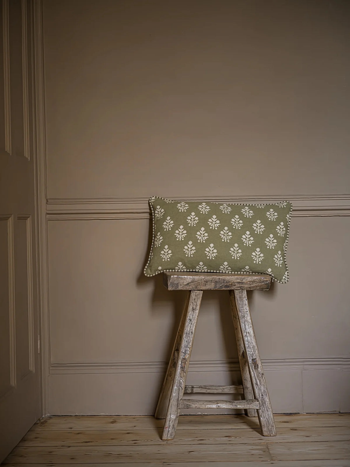 Block Print Thistle Cushion | Sage