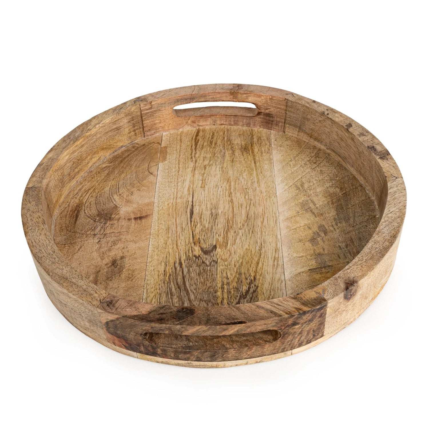 30cm Round tray plain mango wood - Natural finish
