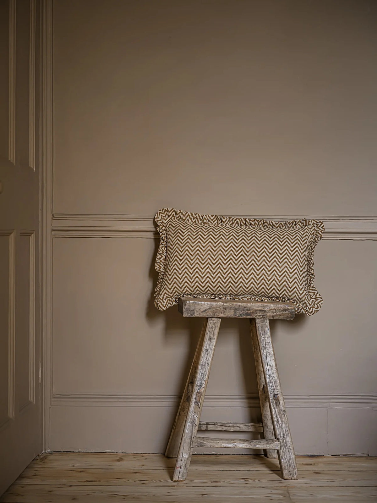 Block Print Marigold Frill Cushion | Mustard
