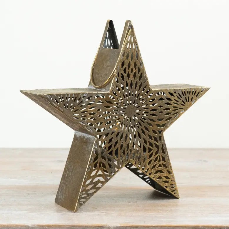 Gold Star Candle Holder, 33cm