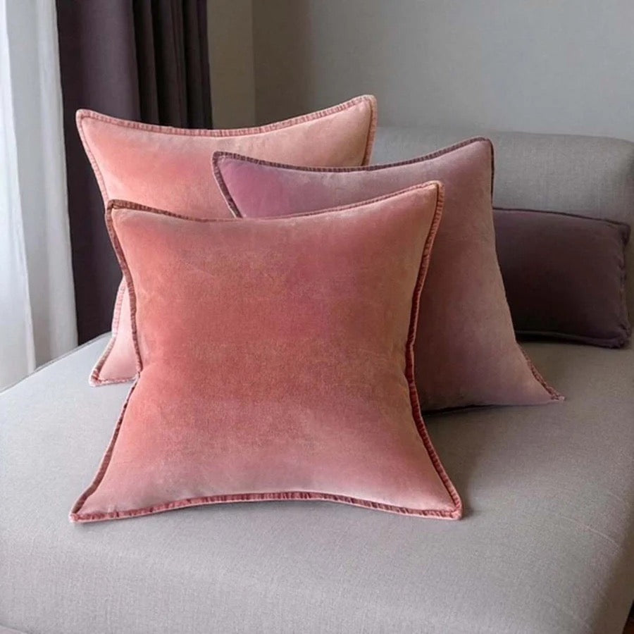 DUSTY PINK STONEWASHED VELVET CUSHION