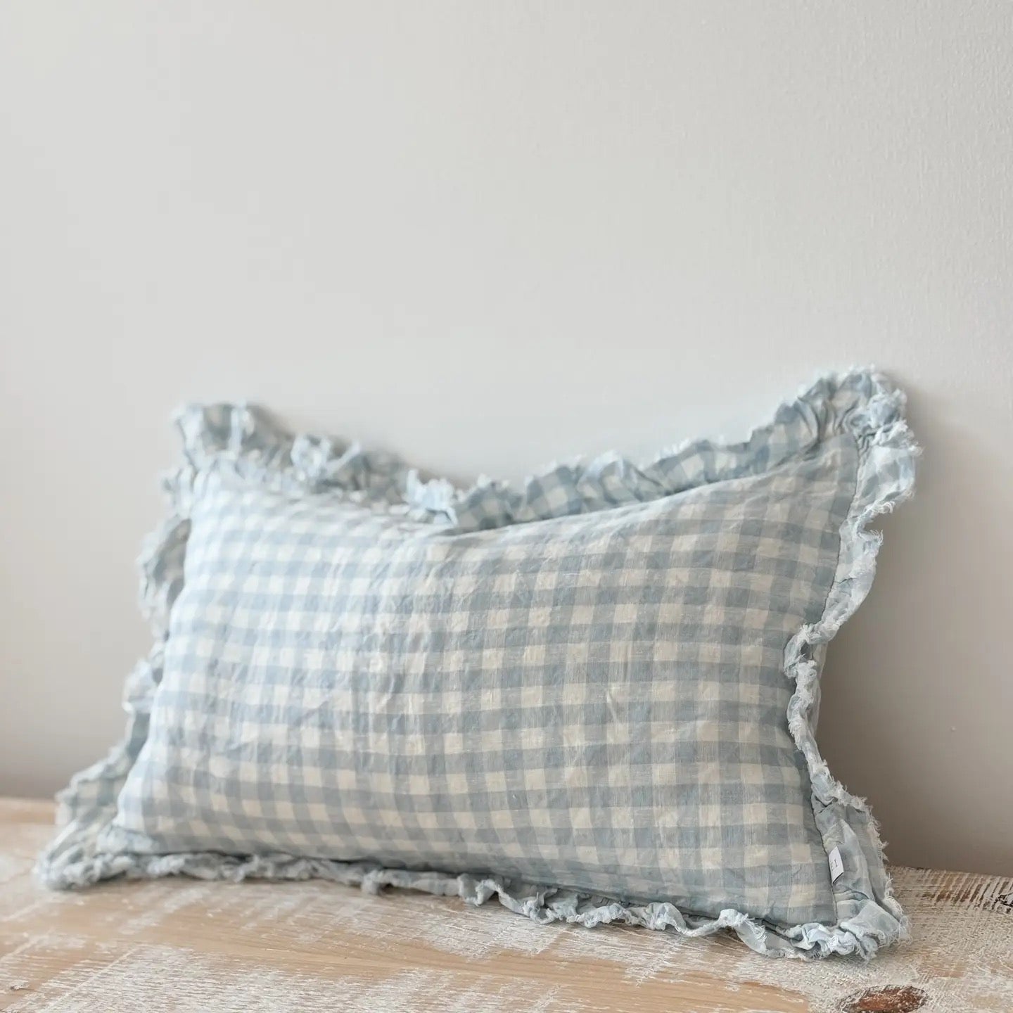 Hallie Blue Gingham Cushion 50x30cm