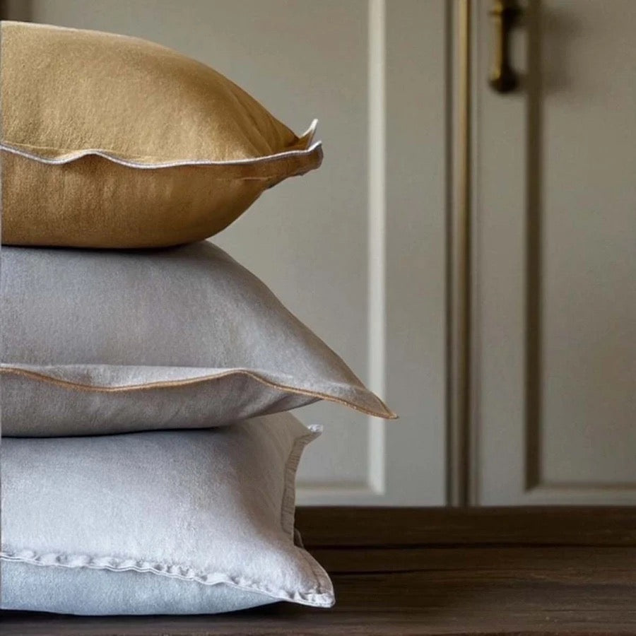 SAGE GREEN/OLIVE LINEN MIX CUSHION 50cm