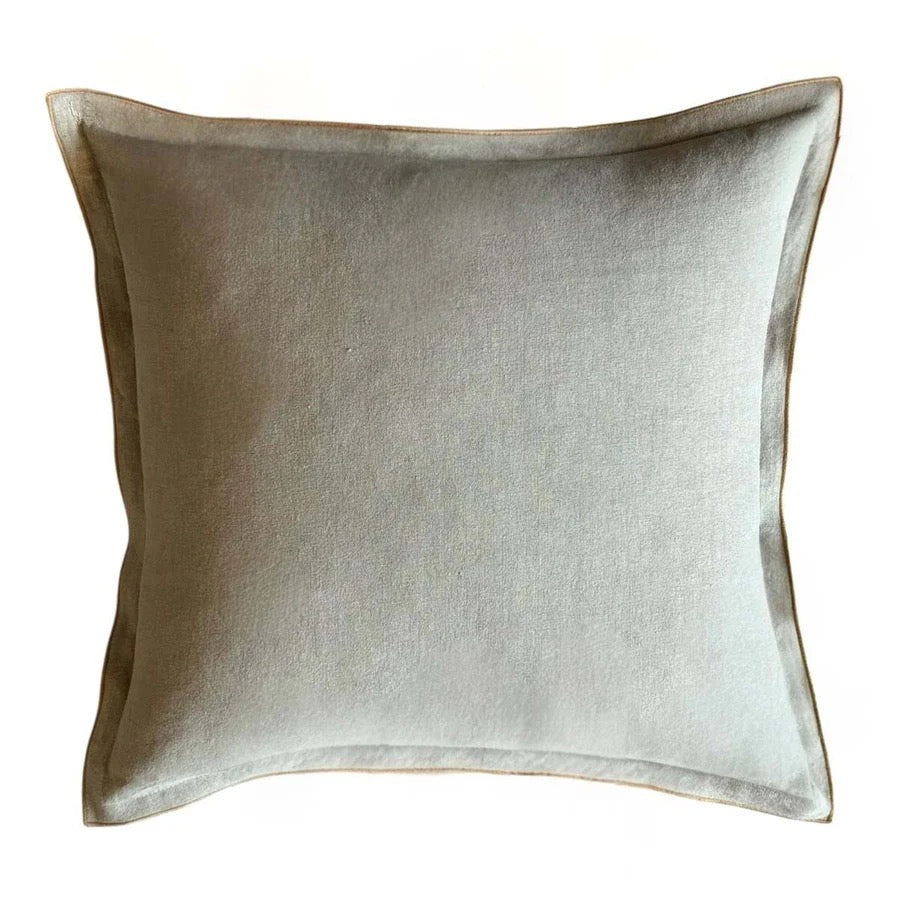 SAGE GREEN/OLIVE LINEN MIX CUSHION 50cm