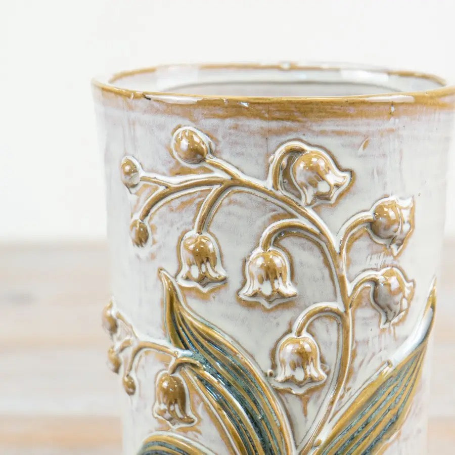 VASE WITH EMBOSSED FLORAL PATTERN - 2 sizes