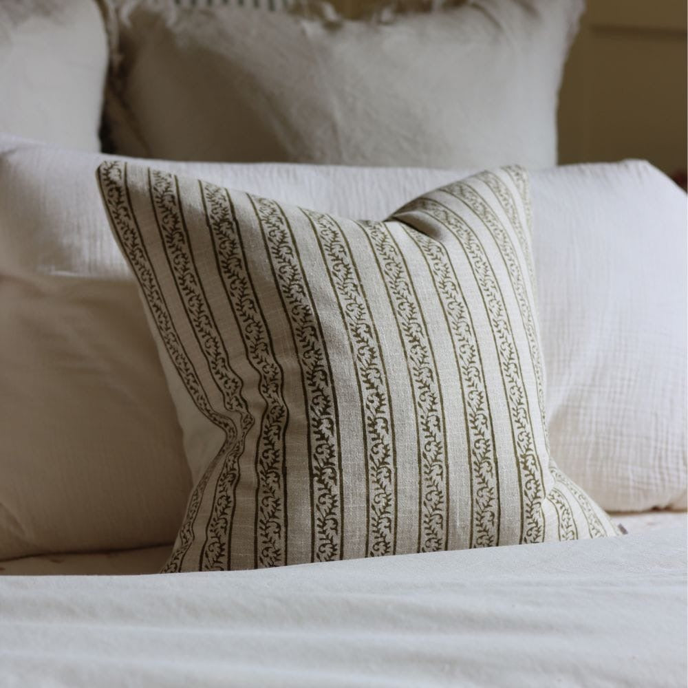 Ivy Olive Stripe Print Cushion