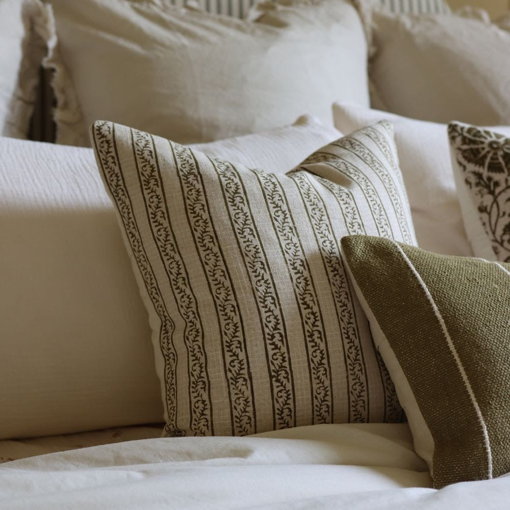 Ivy Olive Stripe Print Cushion