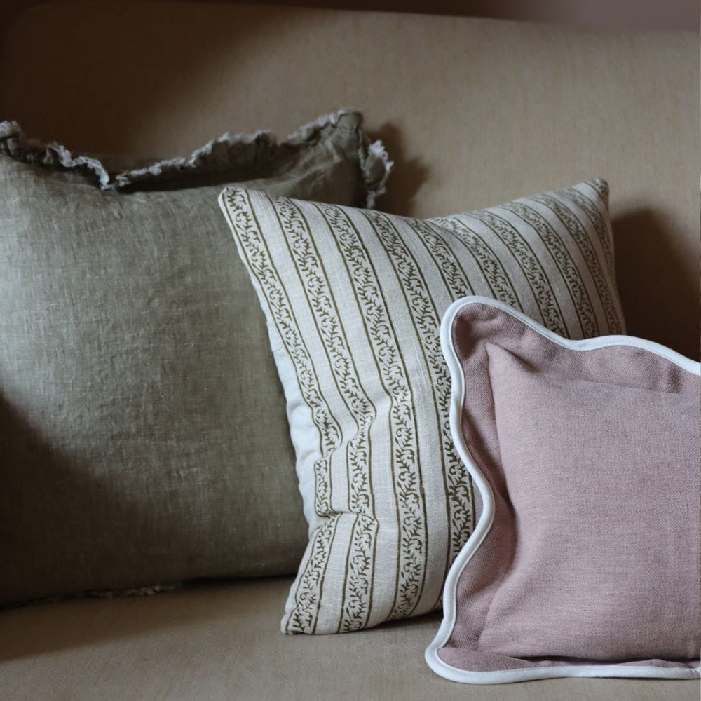 Ivy Olive Stripe Print Cushion