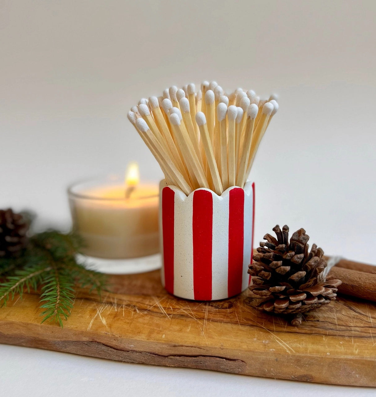 Stripy Match Stick Holders Red stripe