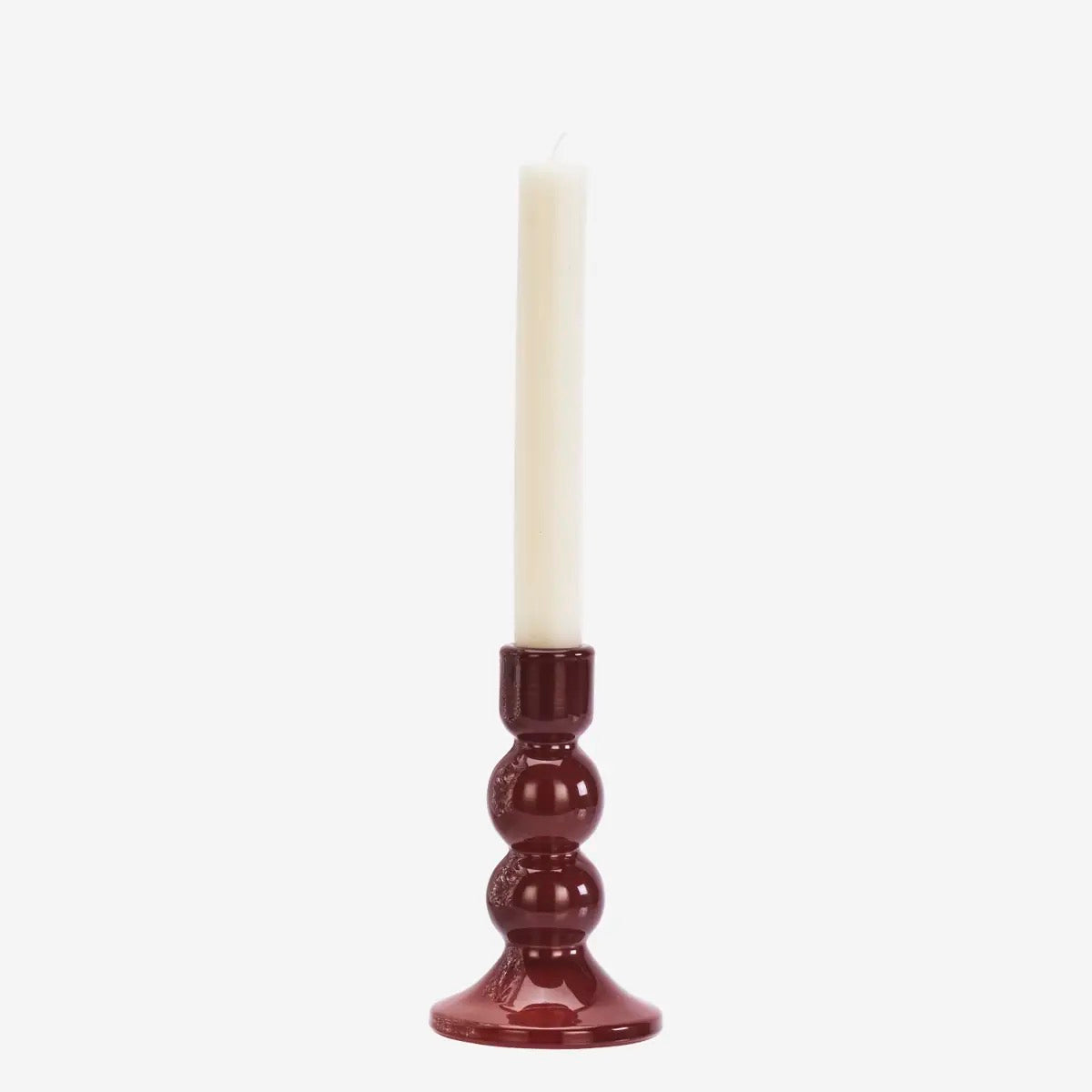 GLASS CANDLE HOLDER - Maroon - 2 sizes