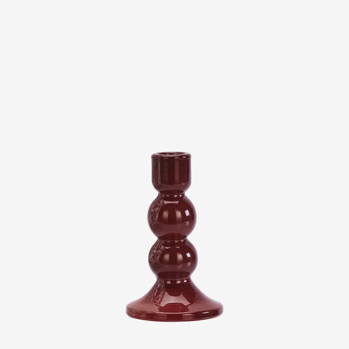 GLASS CANDLE HOLDER - Maroon - 2 sizes