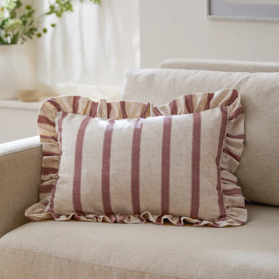 Connie Striped Ruffle Cushion - 4 Colours