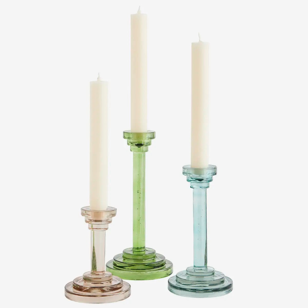 GLASS CANDLE HOLDERS S/3