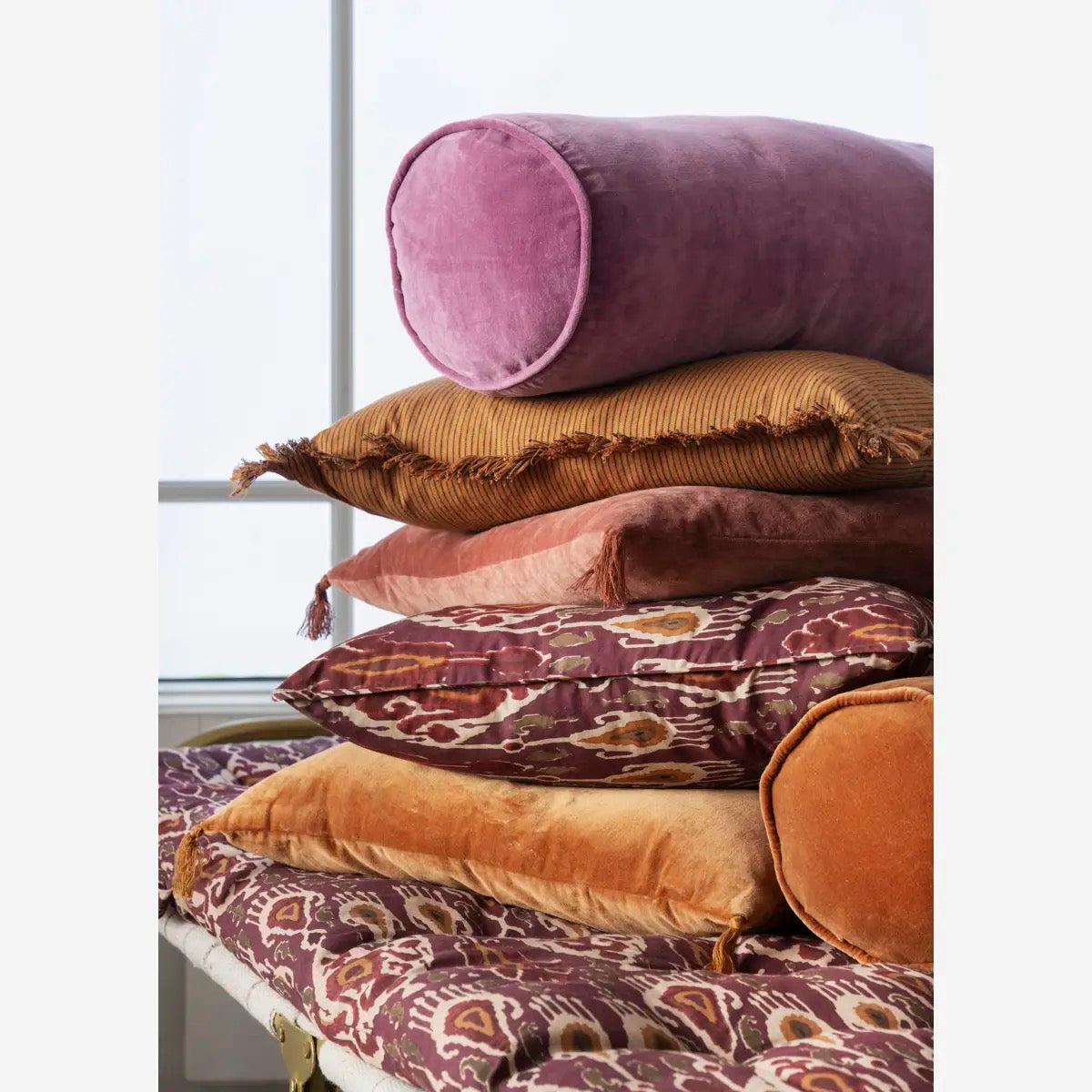 VELVET BOLSTER CUSHION 50CM - Burnt Orange