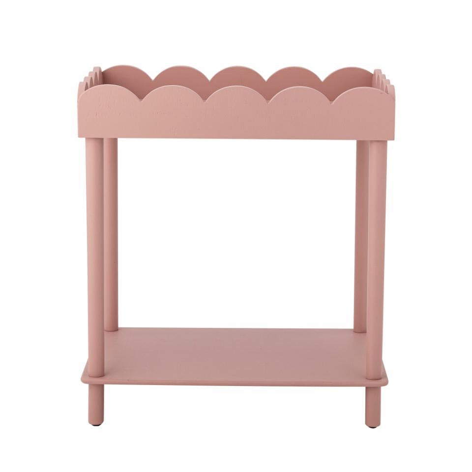 Isola Side Table, Rose, Pine, scalloped top