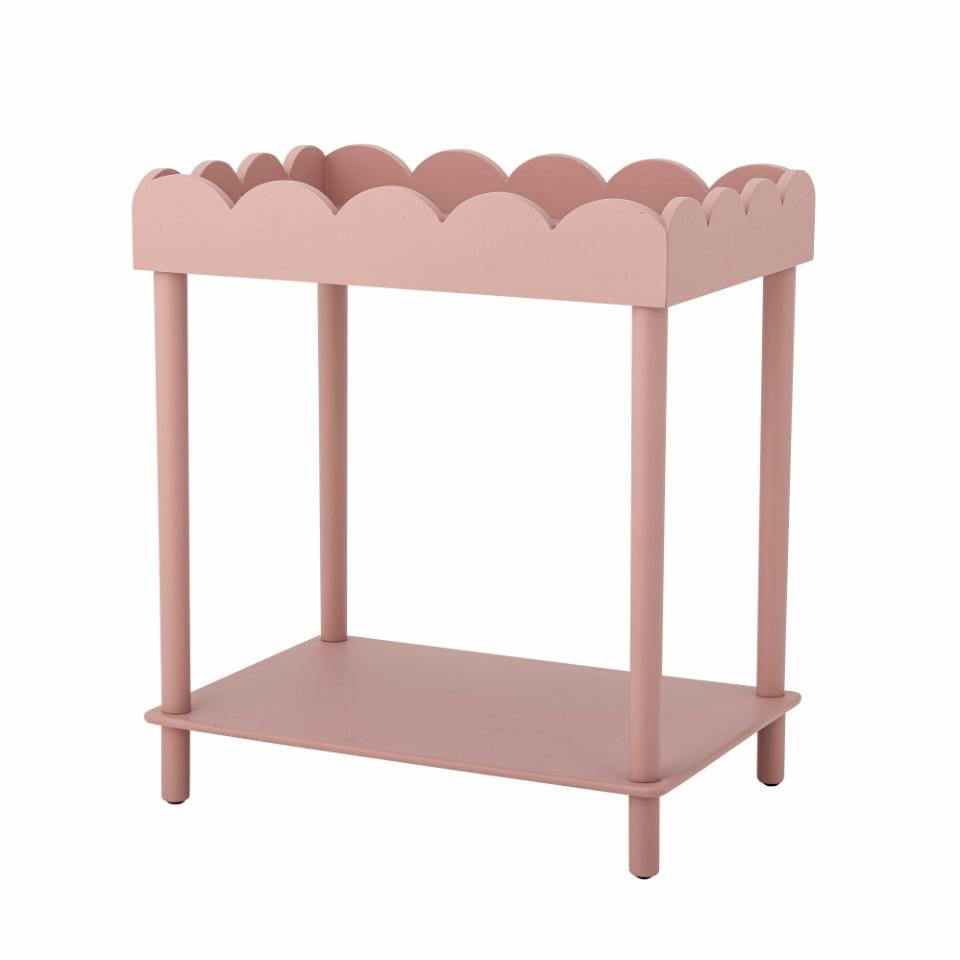 Isola Side Table, Rose, Pine, scalloped top