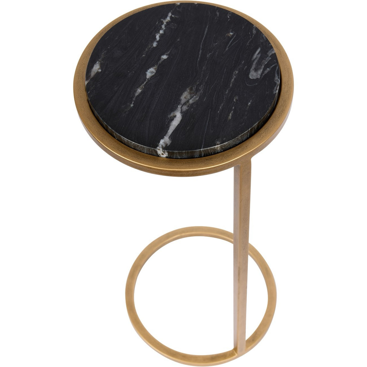 LIBRA - IOTA ACCENT TABLE BLACK MARBLE AGED GOLD FRAME