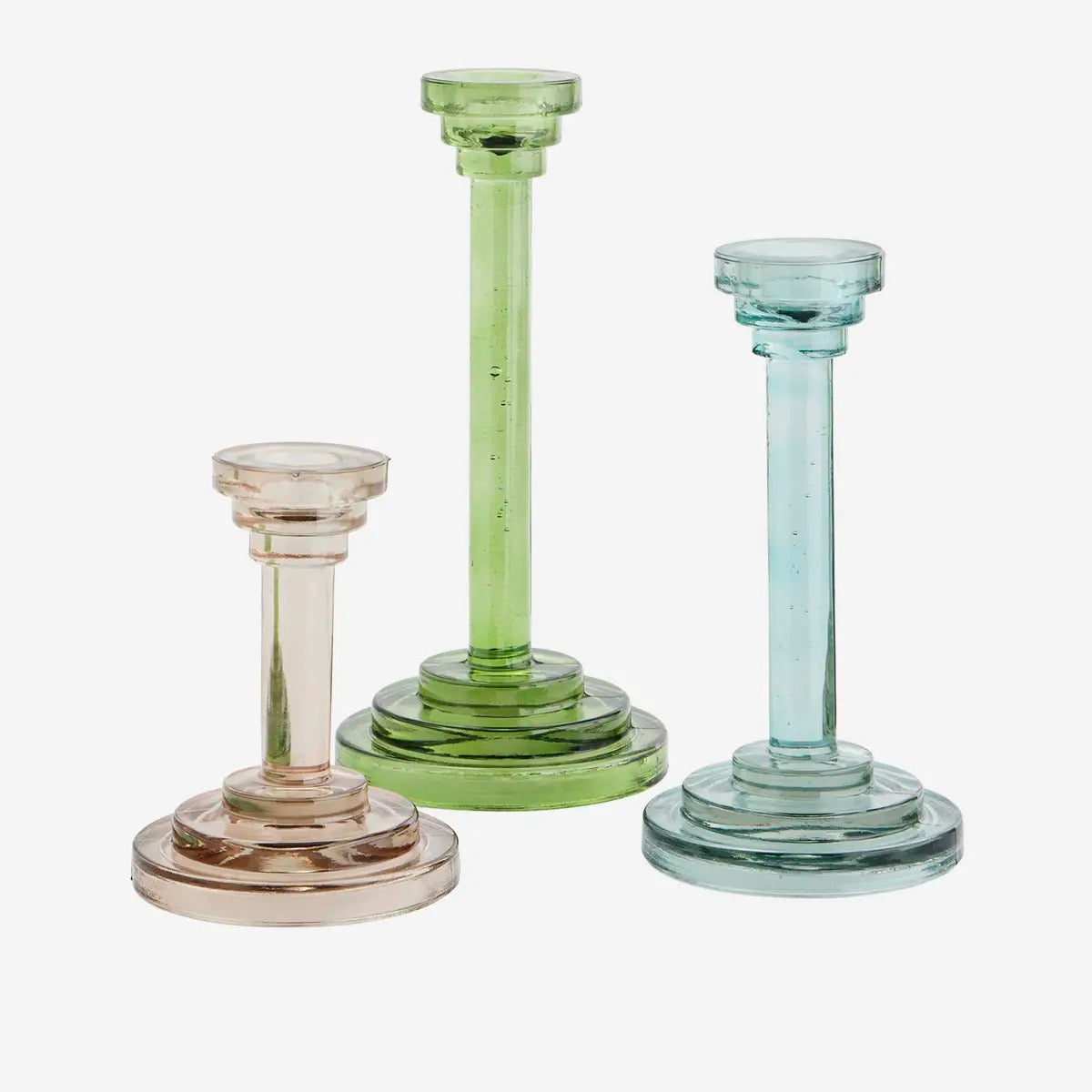 GLASS CANDLE HOLDERS S/3