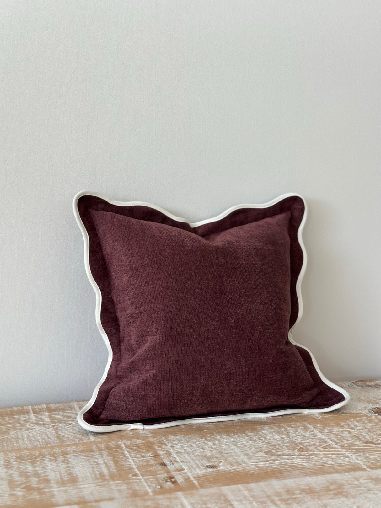 Chloe Plum Scalloped Edge Cushion