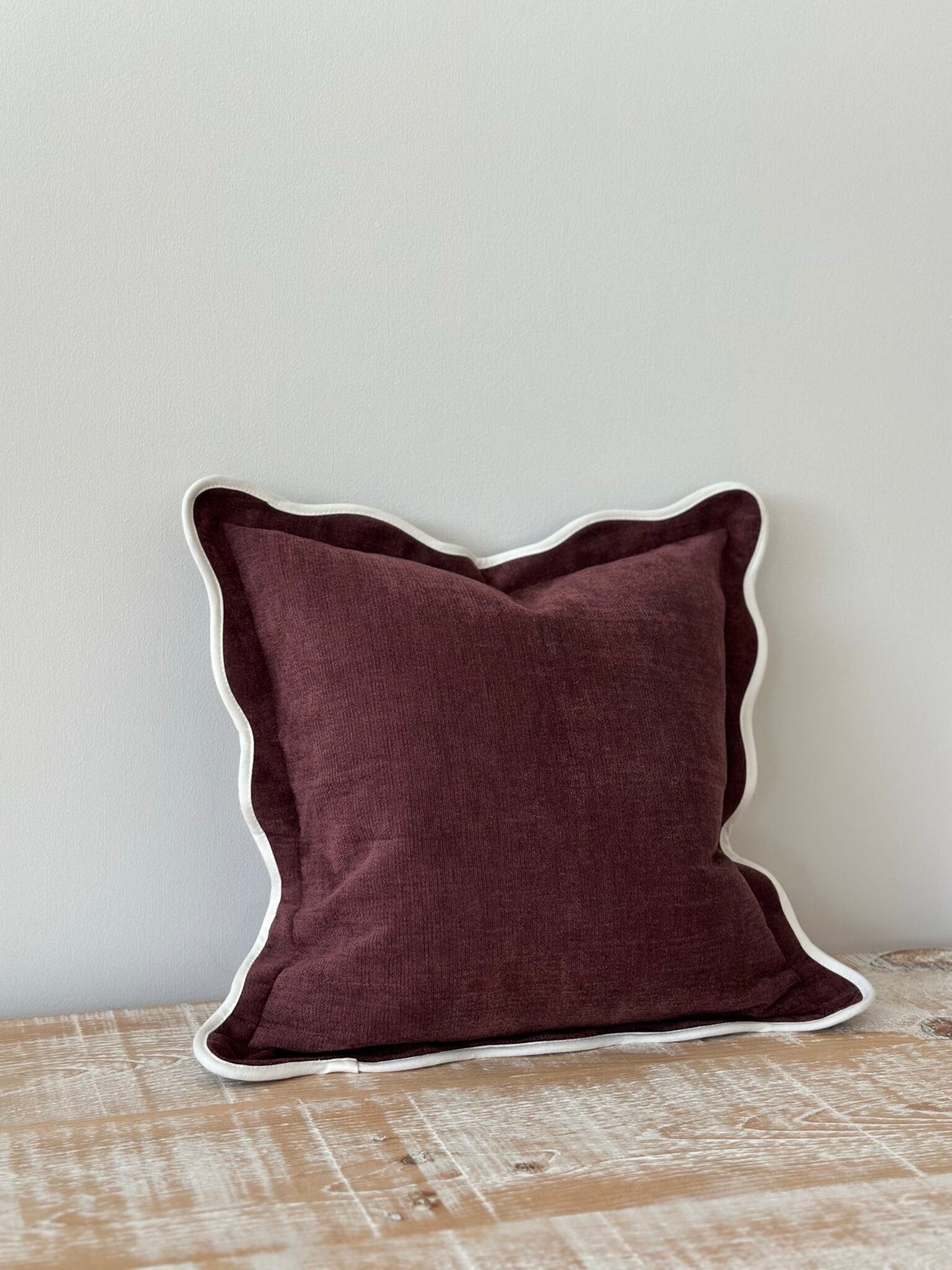 Chloe Plum Scalloped Edge Cushion