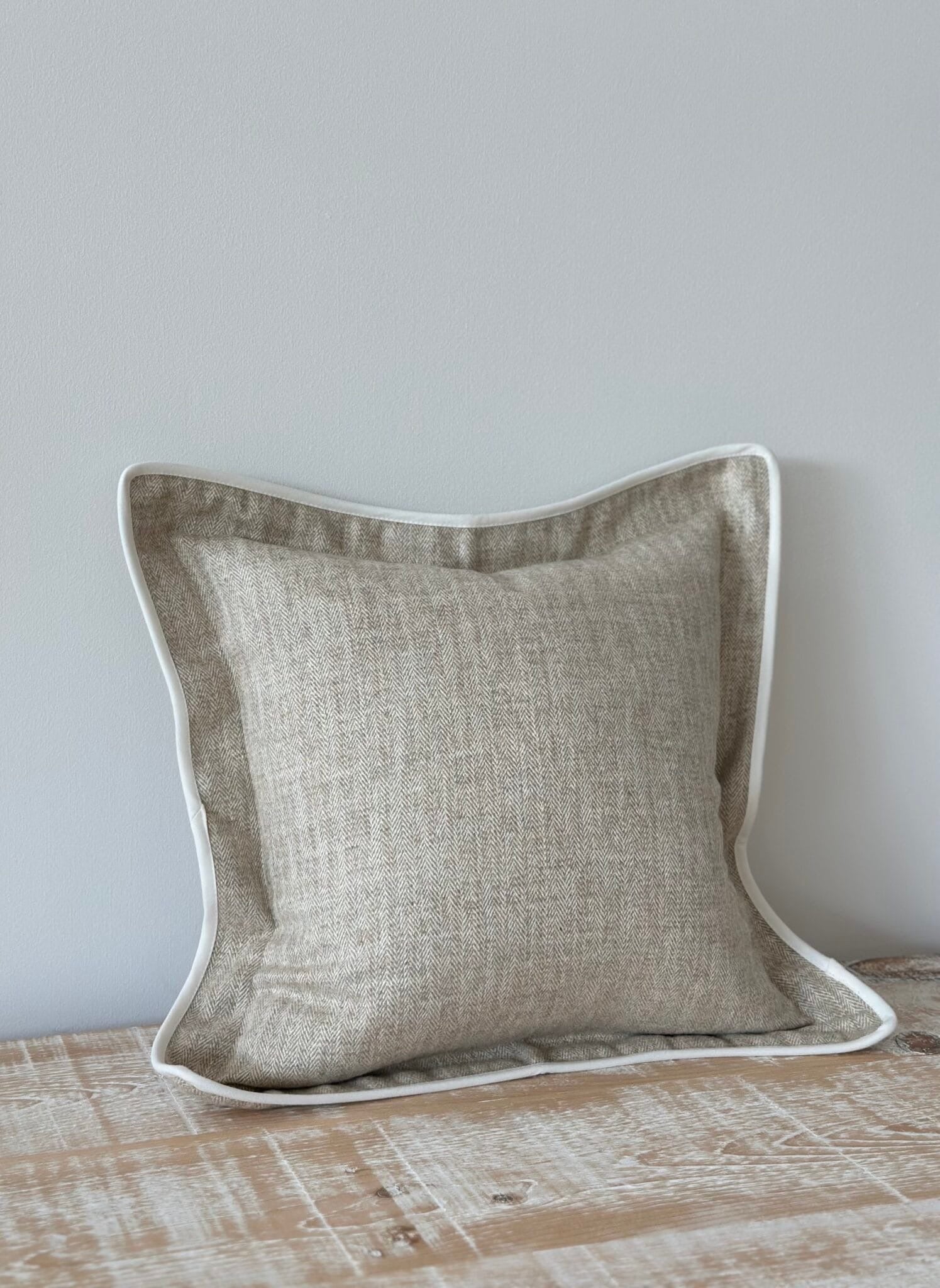 Chloe Beige Herringbone Cushion