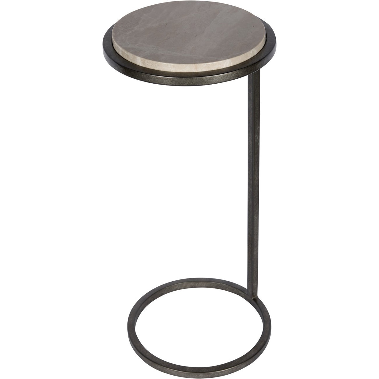 LIBRA - IOTA ACCENT TABLE GREY EMPERADOR MARBLE AGED SILVER FRAME