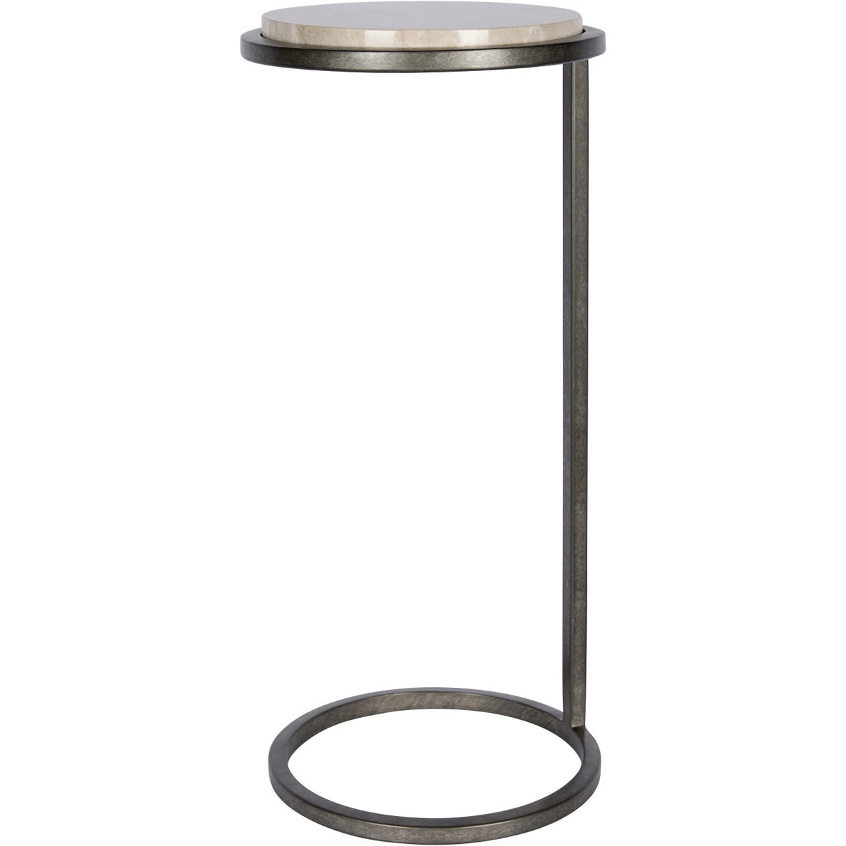 LIBRA - IOTA ACCENT TABLE GREY EMPERADOR MARBLE AGED SILVER FRAME