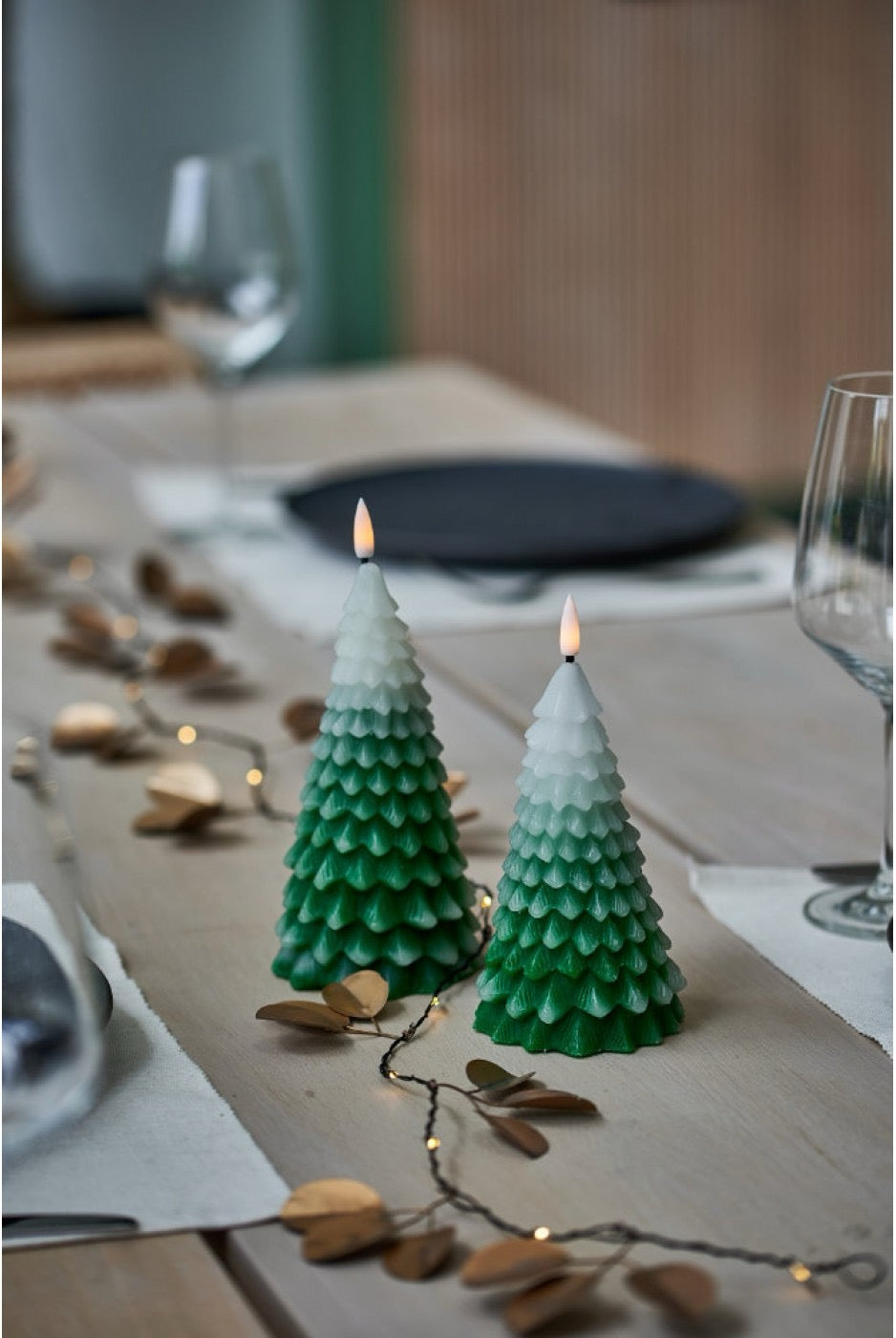 LED Winter Tree Candles 7.5cm set of 2