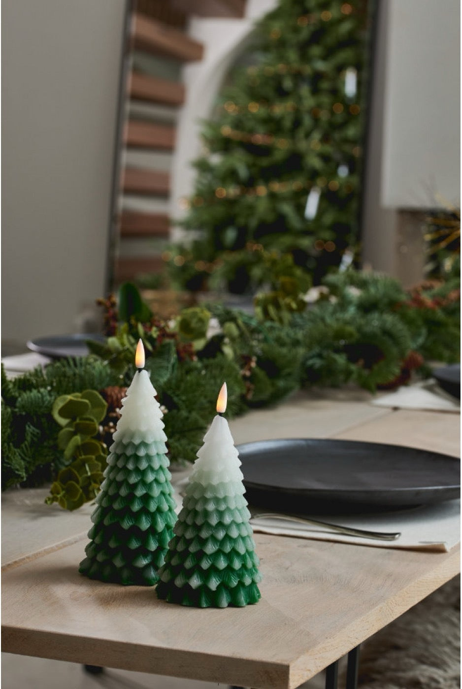 LED Winter Tree Candles 7.5cm set of 2