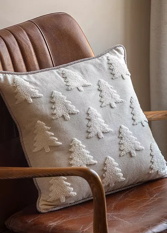 WOODLAND EMBROIDERED TREE CUSHION