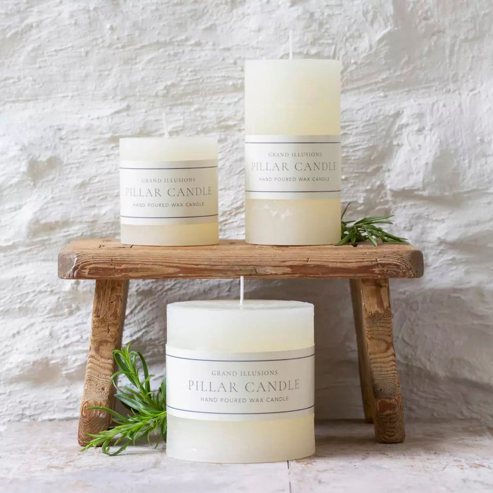 Rustic Pillar Candle IVORY  - 3 sizes