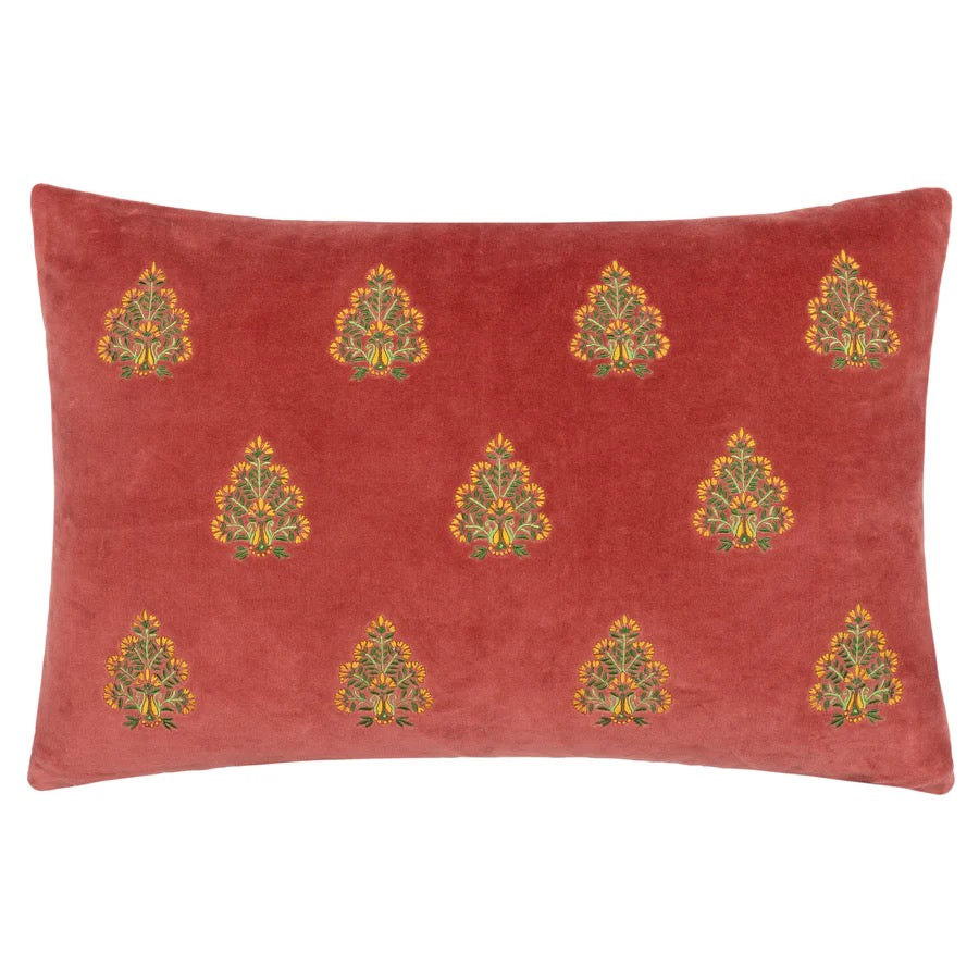 Rennes Embroidered Cushion Rust