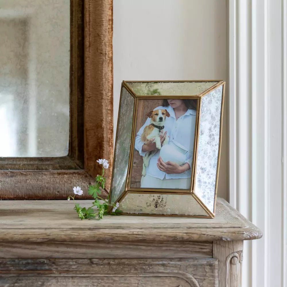 Photo Frame Antique Mirror Brass 7×5″